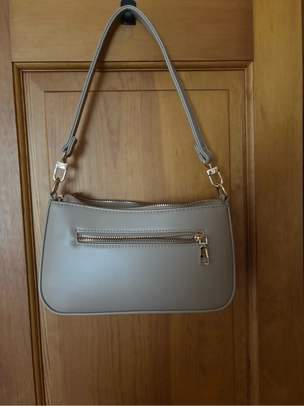 Amazon Taupe Shoulder Bag with Gold Hardware